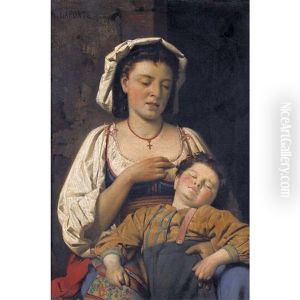 Italienerin Mit Schlafendem Kind by Marcellin Jean Laporte
