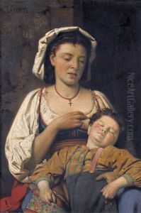 Italienerin Mit Schlafendem Kind by Marcellin Jean Laporte