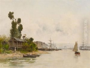 Franzosische Hafenstadt Am Flus. Die Seine Mit Rouen(?)