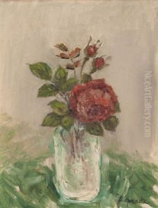 Rose Rouge, Vase Verre Rose Rouge, Vase Verre