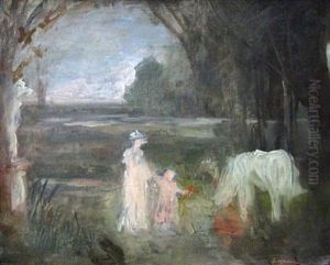 Mere Et Son Enfant Dans Une Clairiere by Pierre Laprade
