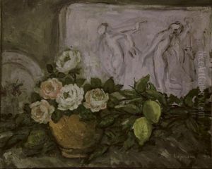 Nature Morte Aux Roses Et Aux Citrons by Pierre Laprade