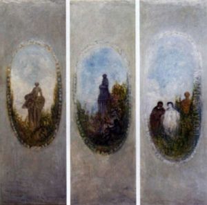 Pierrots And A Monkey In An Ornamental Garden by Pierre Laprade