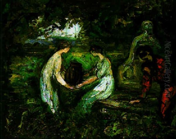 Arlequin Et Colombine Dans Un Parc - view 1