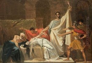 Le Serment De Brutus Apres Le Suicide De Lucrece by Pierre Jerome Lardon