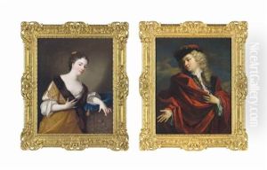 Portrait Of A Lady, Half-length; And Portrait Of A Gentleman, Half-length by Nicolas de Largilliere