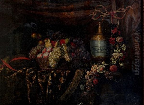 Nature Morte Au Tapis Et A La Corbeille De Fruits - view 1