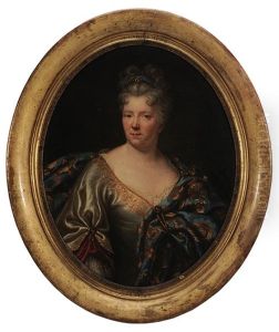 Half Portrait Of A Noblewoman, Wearing A Satin Gown And Brocaded Robe