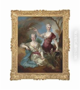 Portrait Of Baroness Le Leu D'aubilly, Full-length...and Her Daughter Madame De Guinaumont by Nicolas de Largilliere