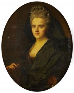 Portrait De Jeune Femme En Robe Noire Tenant Un Livre by Nicolas de Largilliere