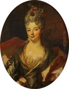 Portrait De Jeune Femme, Les Cheveux Ornes De Fleurs by Nicolas de Largilliere