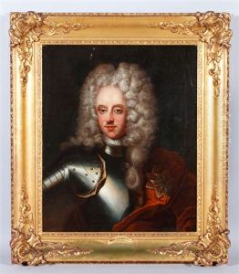 Portrait Of A French Military Gentleman In Armor by Nicolas de Largilliere