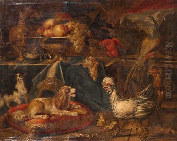 Nature Morte Aux Chiens Et Poules - view 1