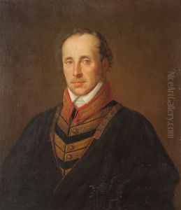 Portrait Of A French Officer, Half Length, Wearing Uniform And Brown Cloak