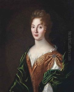 Portrait Of A Lady In A Gold Embroidered Dress by Nicolas de Largilliere
