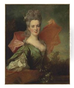 Portrait Of A Lady In A Green Silk Dress
