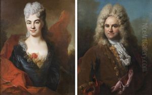 Portrait De Brigitte Ansart, Epouse De Pierre-andre Joseph Bataille (+ Portrait De Joachin Delelee, Epoux De Jeanne-agnes Bataille; Pair)