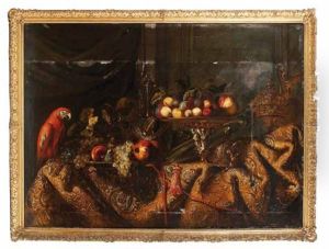 Nature Morte Aux Pieces D'orfevrerie, Fruits Et Perroquet by Nicolas de Largilliere