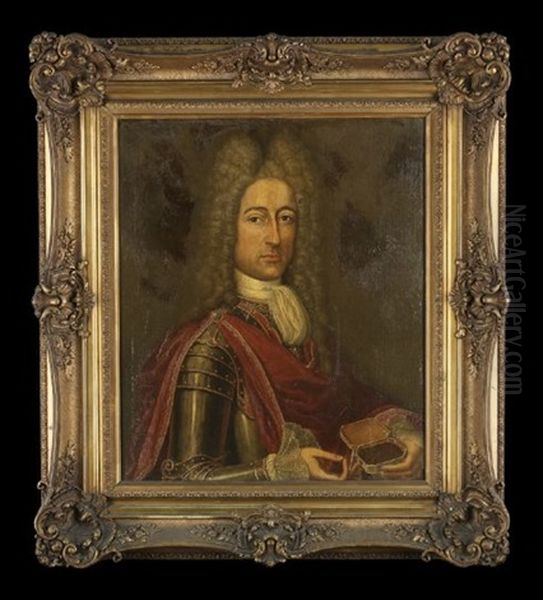 Portrait Of A Gentleman Dressed In Armor Holding A Snuff Box - view 1