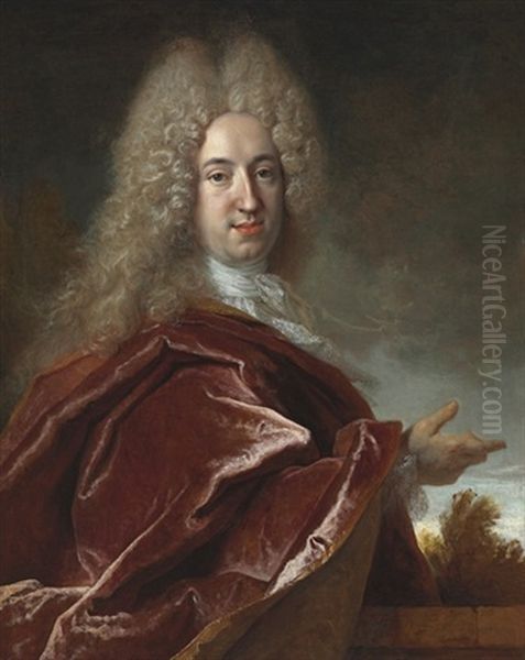 Portrait Of Walter Kruger (1684-1735), Standing Half-length, In A Red Robe - view 1