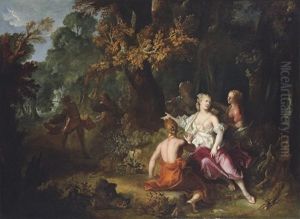 Atalanta And Her Companions Looking At Meleager Fighting Against One Of His Uncles by Nicolas de Largilliere