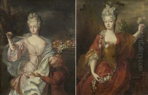 Portrait Presume De Mademoiselle De Blois (+ Portrait De Jeune Femme Avec Une Grappe De Raisins; Pair) by Nicolas de Largilliere