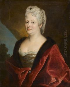 Portrait De Femme Au Drape Rouge