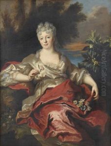 Portrait De Femme En Robe Blanche by Nicolas de Largilliere