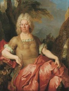 Portrait Of The Comte D'aigremont As Actaeon, Seated In A Wooded Landscape