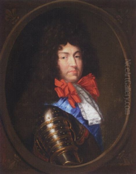 Portrait Of A Gentleman Wearing Armour And Blue Sash - view 1