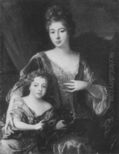 Bildnis Einer Dame Mit Kind Und Hundchen by Nicolas de Largilliere