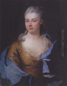 Portrait Of A Lady Wearing An Ochre Dress And A Blue Mantle Portrait Of A Lady Wearing An Ochre Dress And A Blue Mantle