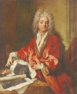 Portrait De Louis D'assenay Tenant Des Gravures