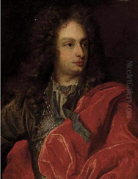 Portrait Of A Gentleman In A Grey Coat With A Red Cloak - view 1