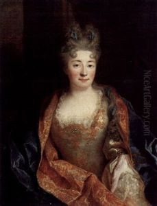 Bildnis Einer Jungen Adeligen In Weissem Kleid Und Blauem Umhang by Nicolas de Largilliere