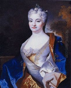 Portrait De Femme Drapee Dans Un Manteau Bleu
