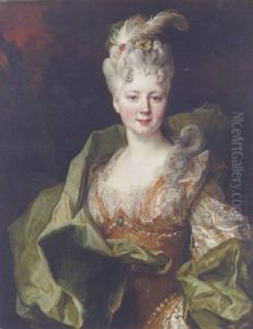 Portrait Of Mlle. Jeanne De Gagne Perrigny In An Embroidered Orange And White Dress And Green Wrap Portrait Of Mlle. Jeanne De Gagne Perrigny In An Embroidered Orange And White Dress And Green Wrap