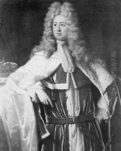 Portrait Of A Gentleman Wearing Scarlet And White Ermine Trimmed Robes