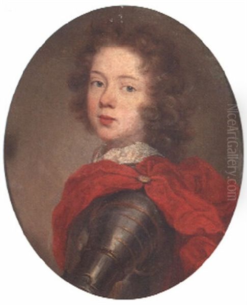 Portrait Of A Young Gentleman, Bust Length, In Armour And A Red Mantle - view 1