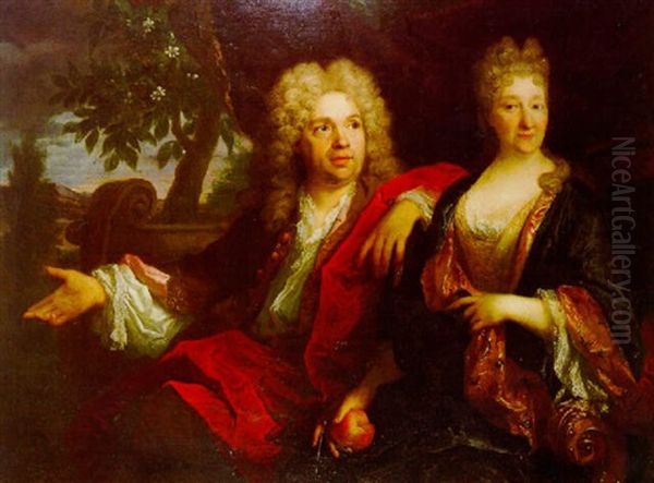 Portrait De Gentilhomme Et De Sa Femme Dans Un Parc - view 1