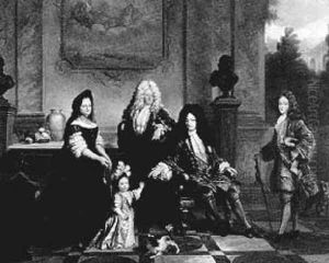 Louis Xiv And Heirs At Versailles by Nicolas de Largilliere