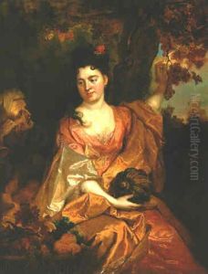 Portrait De Jeune Femme En Pomone by Nicolas de Largilliere