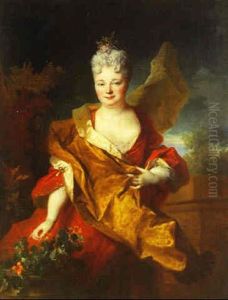 Portrait (la Comtesse De Coullonges?) A Cote D'un Vase De Capucines by Nicolas de Largilliere