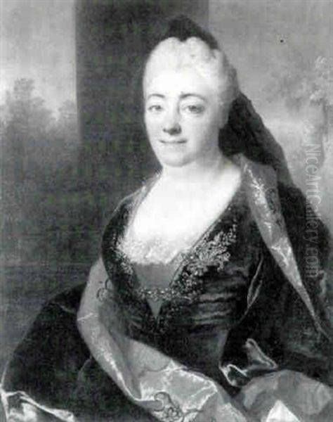 Portrait D'une Dame De Qualite Sur Fond De Paysage - view 1