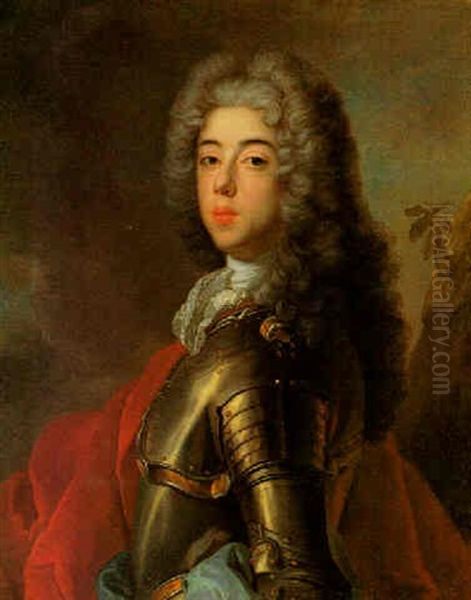 Portrait Of A Young Nobleman, Standing In Armour, With A Red Cloak - view 1