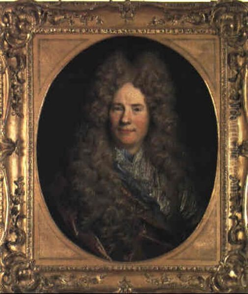 Portrait D'un Gentilhomme Coiffe D'une Longue Perruque Bouclee - view 1