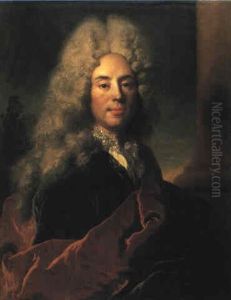 Portrait Of The Marquis D'havrincourt In Blue With Orange Wrap