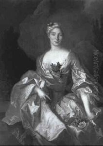 Portrait Of A Lady, In Pink Wilk Dress And Yellow Wrap by Nicolas de Largilliere