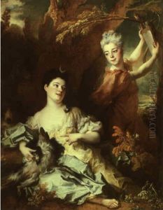 Portrait Of The Comtesse De Montsereau And Her Sister by Nicolas de Largilliere