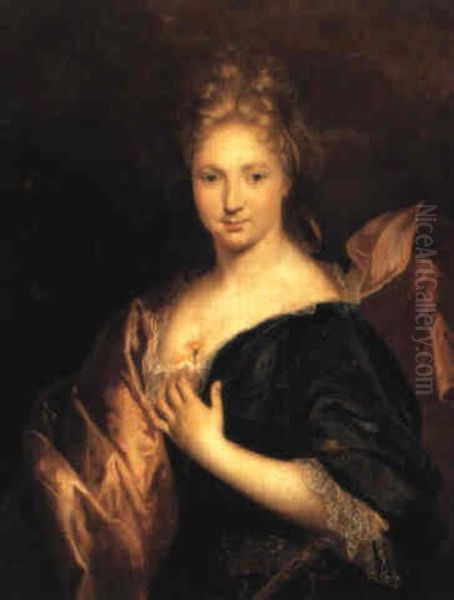 Portrait Of A Lady Wearing A Blue Dress - view 1